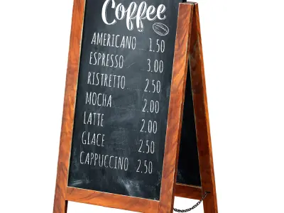 Wooden stand Chalk board for a cafe 3D model