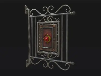 Medieval Magic Store Sign Low-poly 3D model