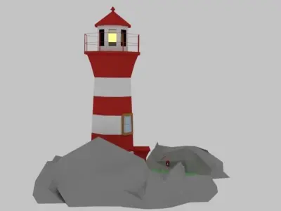 Low Poly Lighthouse Low-poly 3D model