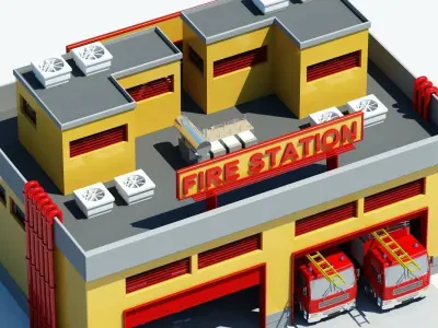 Fire Station Building 3D model