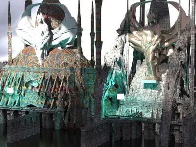 Grand Sci-Fi Warrior Monks Temples 3D model