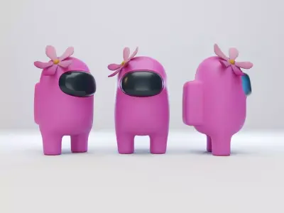 Among Us Flower Hat Character 3D model