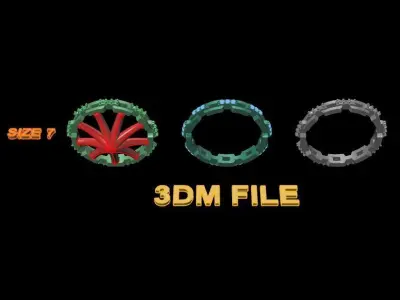 Hermes Style Link Diamond Band Ring Size 7 3D print model