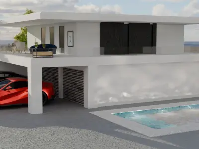 Simple modern villa exterior  3D model