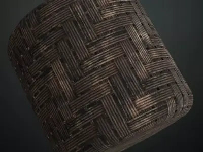 Vertical Bamboo Octagonal Weave PBR Seamless Texture