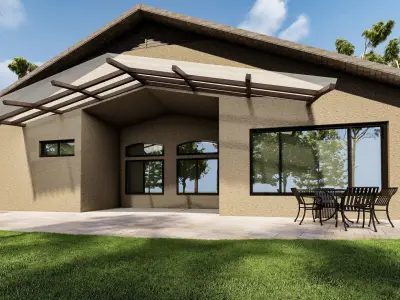 exterior home architecture building backyard 3D model