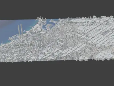 Barcelona City Low-poly 3D model
