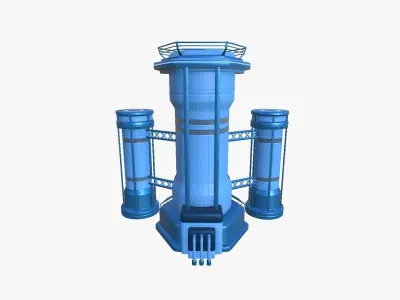 SciFi Facility A03 Blue - Sci Fi Exterior Design Low-poly 3D model