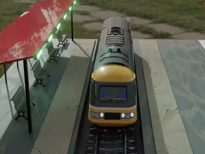 train station with train 3D model