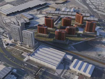 City with buildings scene 3D model