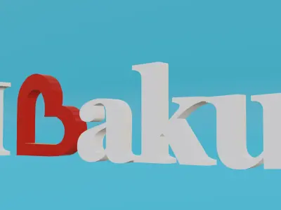 I Love Baku 3D Model - Famous Azerbaijan Landmark Free low-poly 3D model