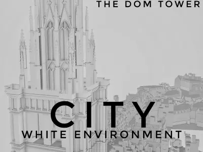 CITY - WHITE ENVIRONMEMT AND THE DOM TOWER Low-poly 3D model