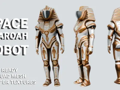 Space Suit Pharaoh Robot - Game-Ready 3D Model -  PBR Textures Low-poly 3D model
