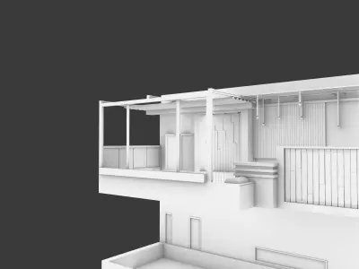 roofgareden building with balconies and balconies 3D model