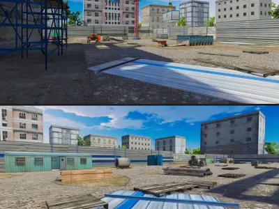 Abandoned House Set Low-poly 3D model