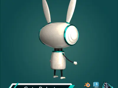 Cute Robot Low-poly 3D model