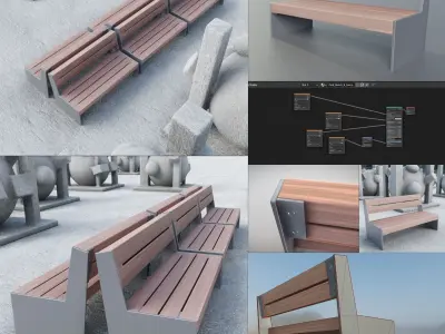 All Type 8 Park Benches 3D Model Pack