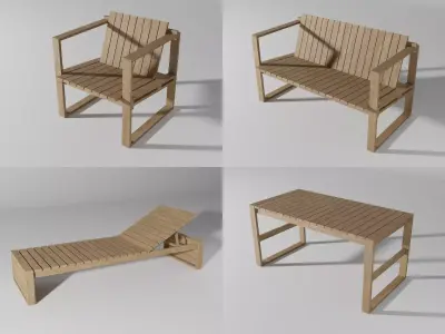 BK series chair-sofa-sunbed-table  3D Model Pack