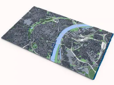 Cologne Cityscape Cologne Cathedral Rhine River German Landscape 3D model