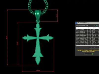 Light Gold 18K Cross Pendant 1CP013 3D print model purchase