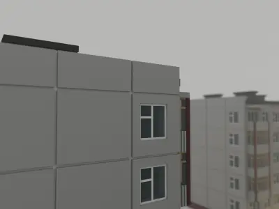 Khrushchyovka Apartment Soviet Era Building Low Poly Voxel Low-poly 3D model