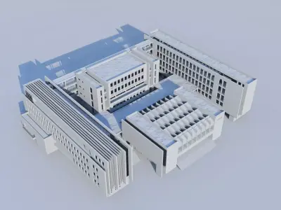 Sustainable School Building with Roof Garden 3D model