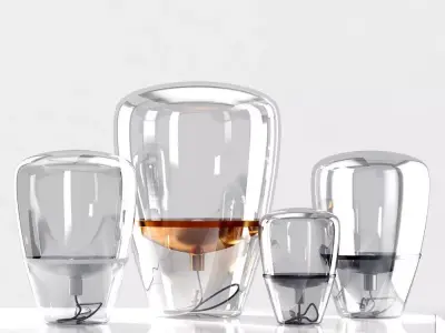 Balloons three glass mugs with liquid inside 3D model