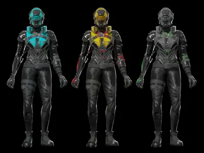 Cyberpunk Girl Character Low-poly 3D model