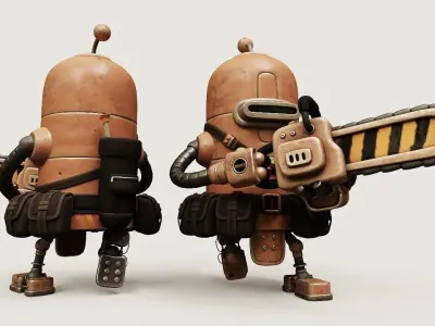 Robot War Rigged Low-poly 3D model