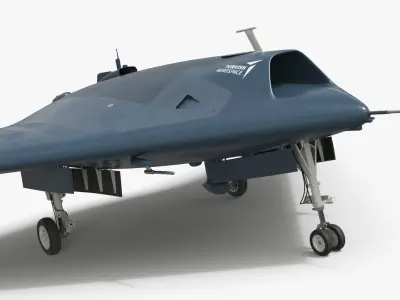  TAI Anka-3 Flying Wing UCAV Design Dark Blue Rigged for Cinema 4D 