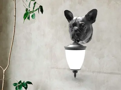 Dog Head Wall Lamp 3D print model get