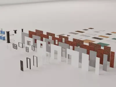 Modular house kit Low-poly 3D model