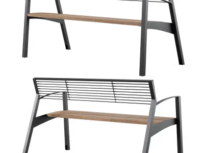 Vera park benches metal with litter bin Lena by mmcite 3D model