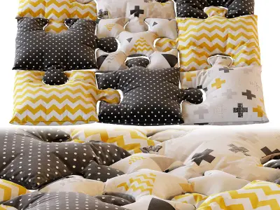 Baby Playmat with Star  Puzzle floor pillows 3D model