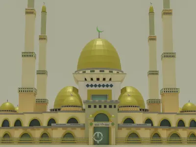 Mosque gold lowpoly 3D model