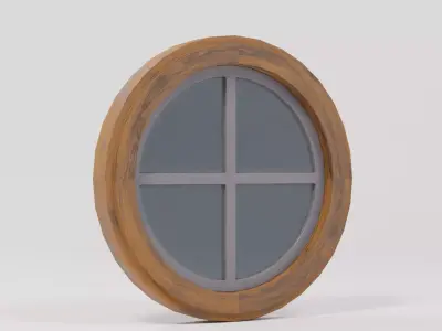 Circle Wooden Window 50x6x50 Low-poly 3D model