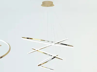 4 chandeliers pendant light with circular shape hanging from ... Low-poly 3D model