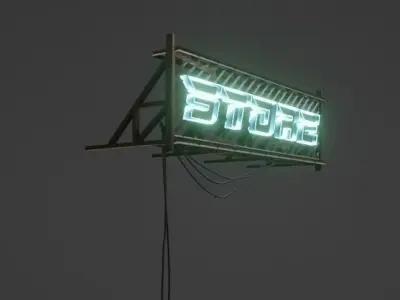 Cyberpunk Sign Board Low-poly 3D model