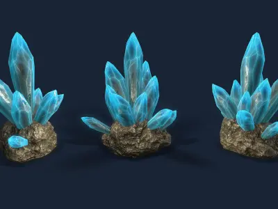 Crystal Blue  Low-poly 3D model