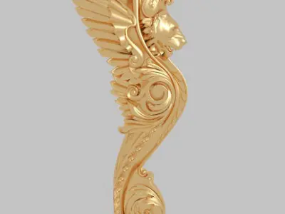 Classic 3D model of interior CNC sculpture gold inlaid 3D model