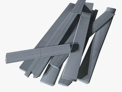 Broken Board Debris Game Ready PBR Textures Low Poly Low-poly 3D model