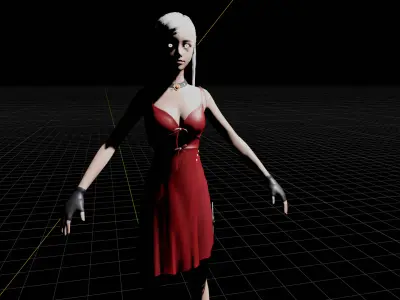 Anime Lunar Goddess Female T-Pose UV Mapped Sci-Fi Rigged Base 3D model