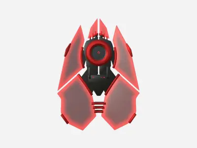 SciFi Shield A04 Red Black - Sci Fi Weapon Design Low-poly 3D model