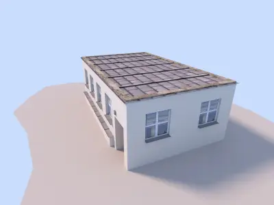 House building with roof Low-poly 3D model