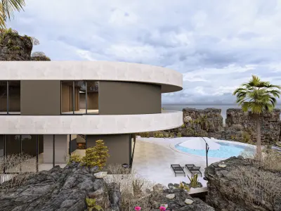 Modern Minimalist Amorphous Villa Complete Lumion Scene 3D model