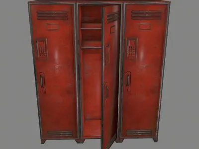 locker 4 metal lockers - metal lockers Low-poly 3D model