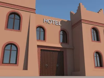 Traditional Moroccan Hotel Kasbah Style 3D model