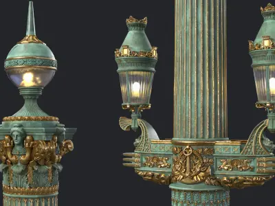 Street Lamp Columna Rostrata Hight Low Poly Low-poly 3D model