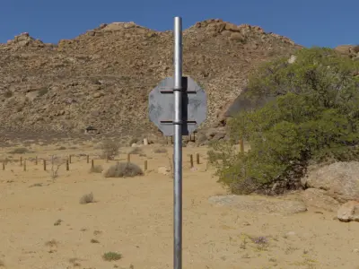 Arabic and English Stop Sign Low-poly 3D model