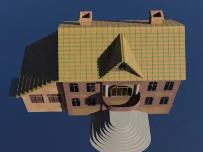 Old two-story house Free low-poly 3D model